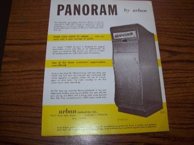 63 URBAN INDUSTRIES PANORAM COIN OP MOVIE MACHINE FLYER  