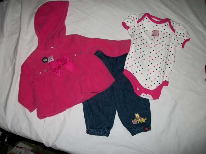 NWT NEW GIRLS 3PC DISNEY POOH BEAR OUTFIT SET 3/6M  