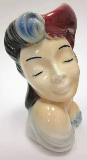 ROYAL COPLEY Ceramic Woman Bust Mini Vase  