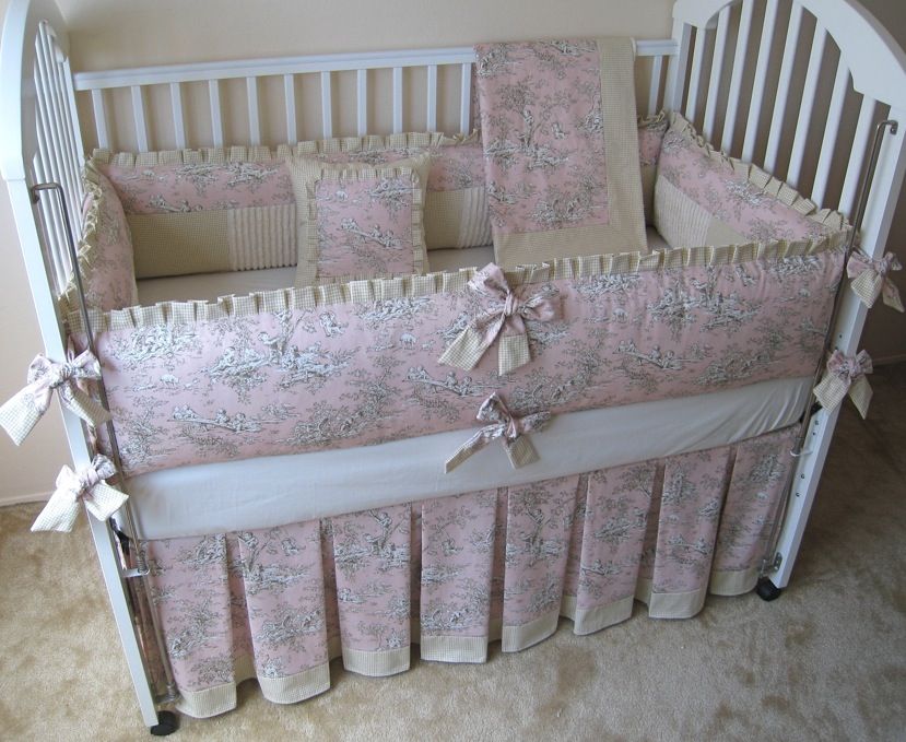 BLUSH CENTRAL PARK TOILE BABY CRIB BEDDING SET GIRL NEW  