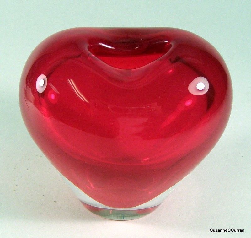 Salviati Vase PENSIERO Red Heart Love Note Holder  