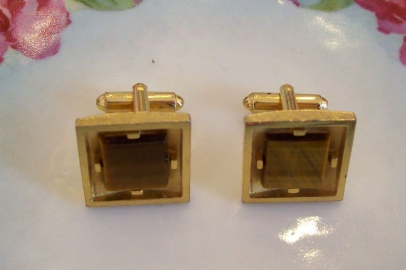 Vintage Dante Tiger Eye Cufflinks  