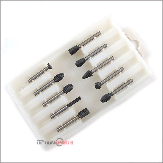 10 PC BURR BIT SET ROTARY FILE 1/8 SHANK FITS DREMEL  