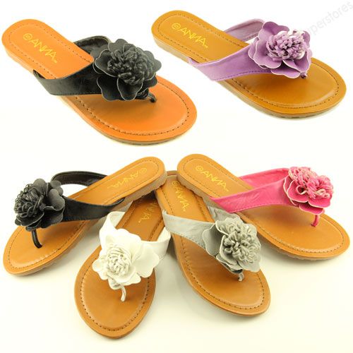 Womens Sandals Pretty Flower Thongs Flats Sandal Style Slides Flip 