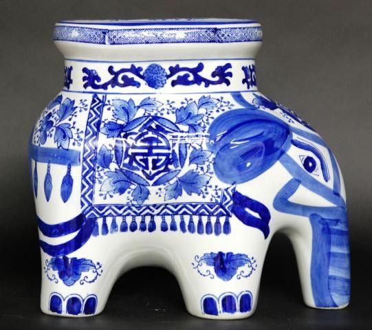 CERAMIC PORCELAIN ELEPHANT STAND Display Stool New 14  