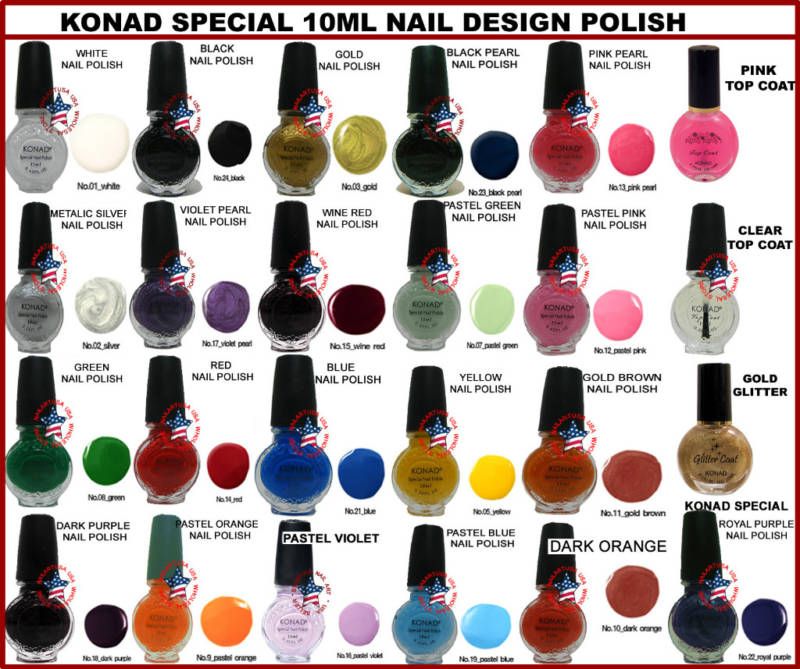 KONAD PICK ANY 5 NAIL POLISH 10ml DESIGN IMAGE PLATE  