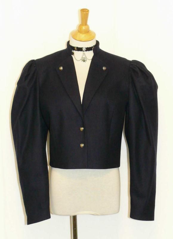 WOOL BLUE German SHORT Fitted Princess Dress JACKET 8 S  