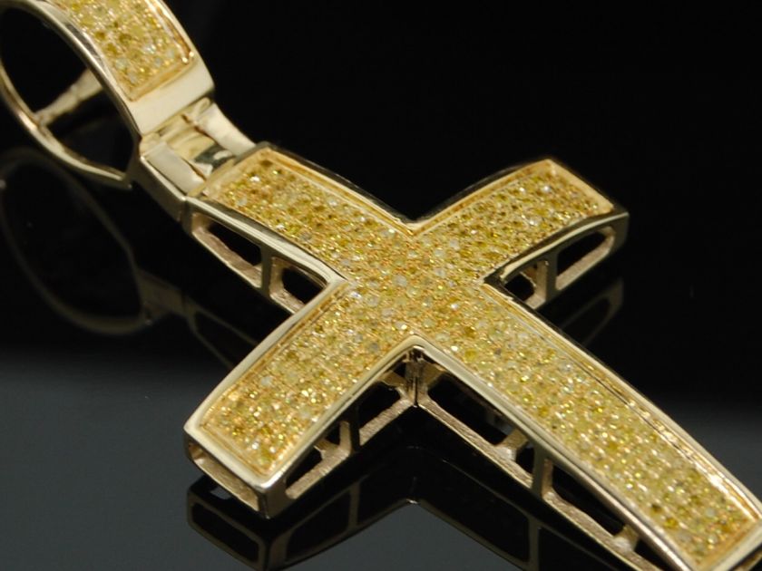 10K MENS YELLOW GOLD .46C YELLOW DIAMOND CROSS CHARM  