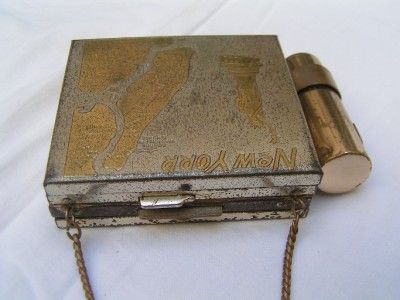 Vintage, Art Deco New York Powder Purse with lipstick  