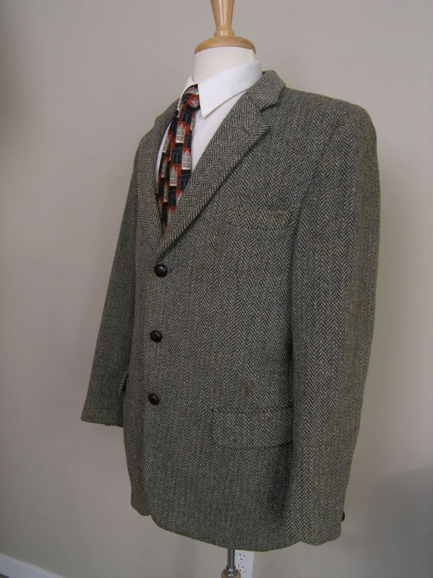 Harris Tweed Dunn & Co Vintage Tweed Blazer 40R Gray  