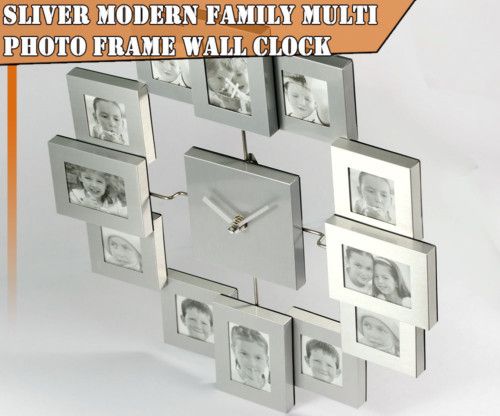 Multi 12 Pic Modern Family Photo Frame Wall Clock O27  