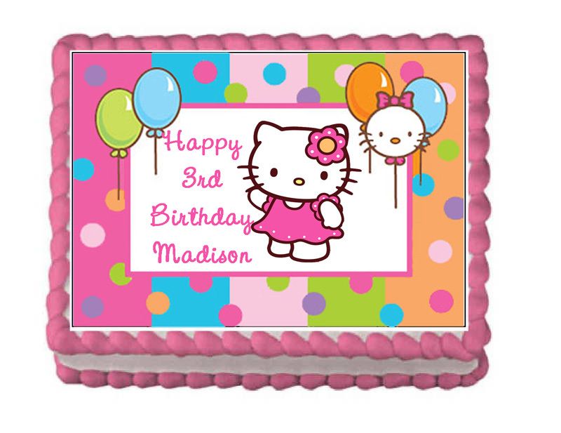 HELLO KITTY Edible Personalized Cake Image Supply Party  
