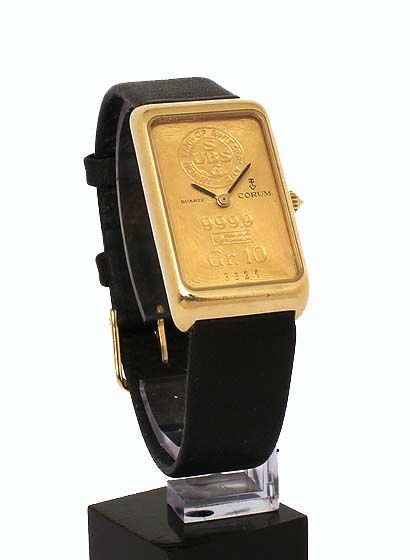 VINTAGE CORUM 18K GOLD & 24K GOLD 10gr BAR INGOT WRIST WATCH