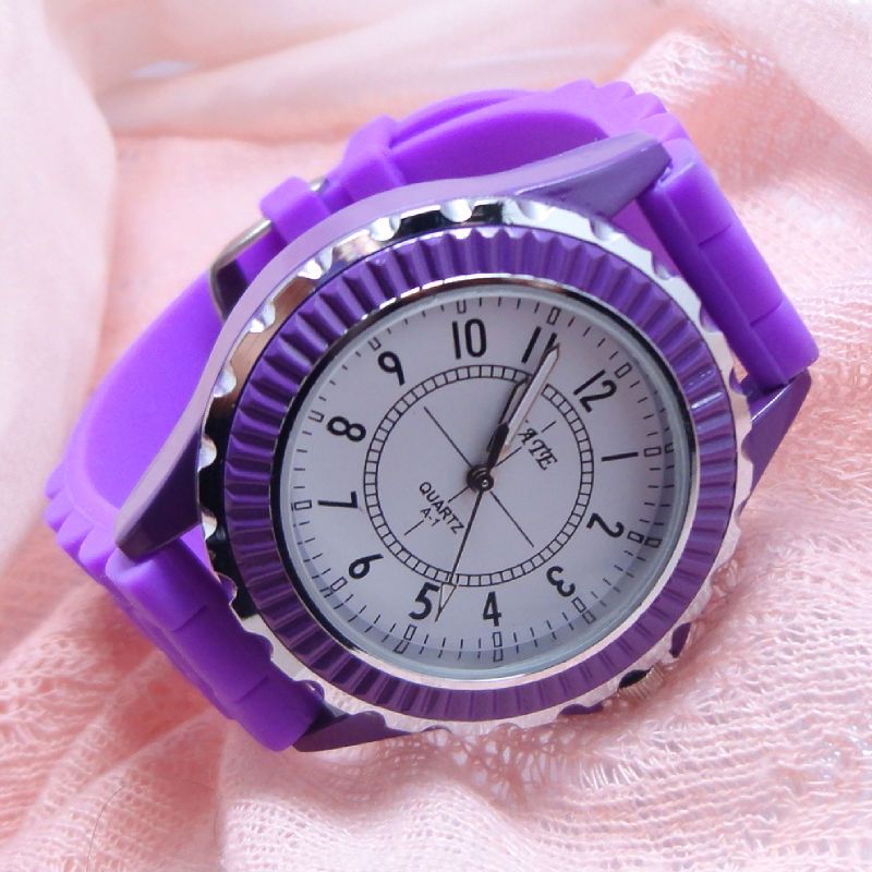   Band Rhinestone Silicone Jelly Strap Children Girls Sports Wrist Watch