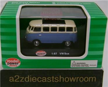 VOLKSWAGEN BUS BLUE MODEL POWER MINIS DIECAST 187  