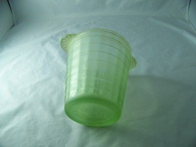 HOCKING GLASS CO. FRIGIDAIRE ICERVER FROSTED GREEN TWO HANDLE ICE 