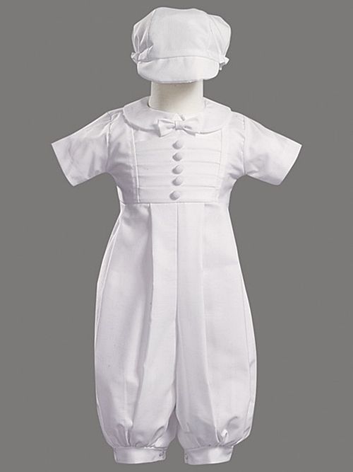 Gabriel Boys White Christening Baptism Blessing Polycotton Romper 3M 