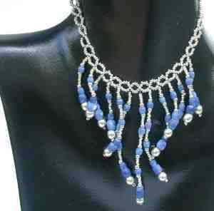 17 Peruvian 950 STERLING SILVER & LAPIS BEAD NECKLACE  