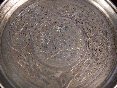 RUSSIAN 84 SILVER 1872 ENGRAVED CUP BEAKER TRAY COSSACK  