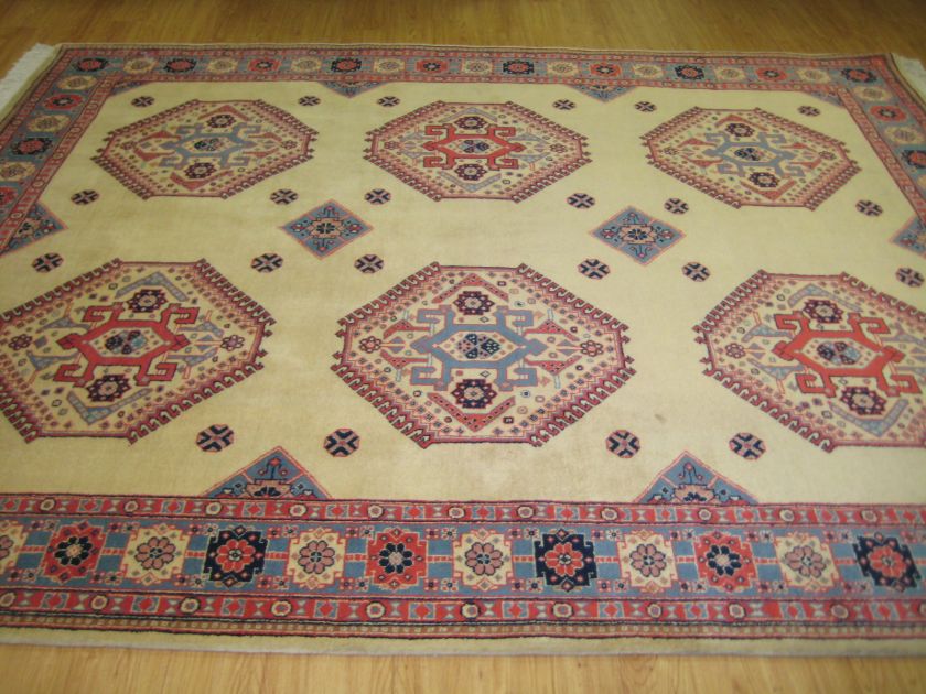   Blue Red Plush Hand knotted Wool Romanian Persian Oriental Rug  