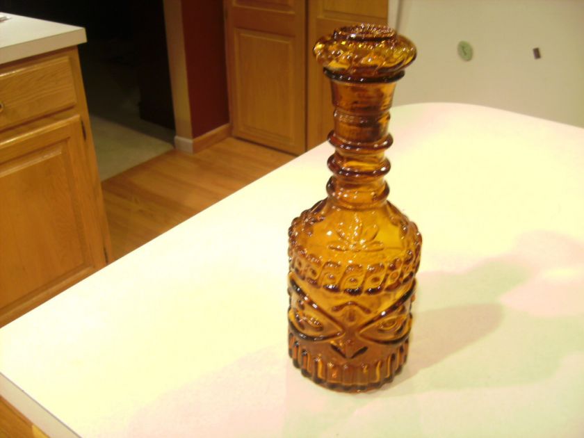 Vintage Amber Wine Liquor Decanter  