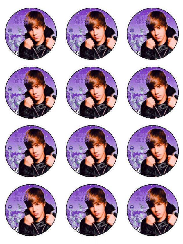 Justin Bieber edible cake image topper  12 cupcakes  