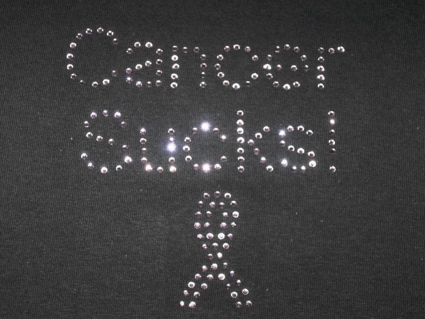 BREAST CANCER AWARENESS PINK RIBBON RHINESTONE T SHIRT  