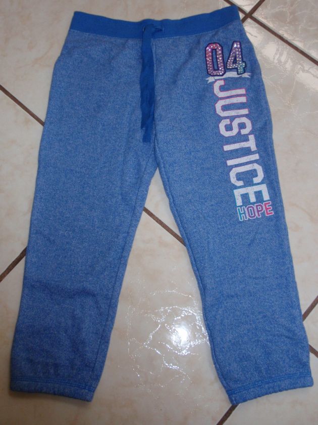 NWT GIRLS JUSTICE SZ 12 SWEAT CAPRIS RHINESTONES  