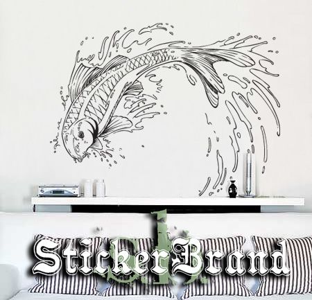 Vinyl Wall Decal Sticker Japanese Koi Fish 21x28  