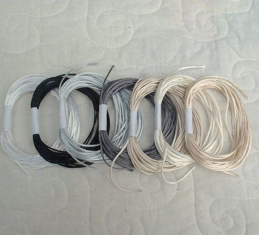 Black & White Rayon Satin Cord (Bugtail   1mm) 5 yd inc  