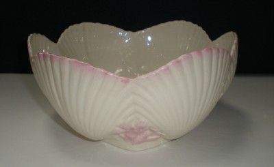 IRISH BELLEEK PINK SEA SHELL OVAL CONSOLE/CENTERPIECE BOWL  