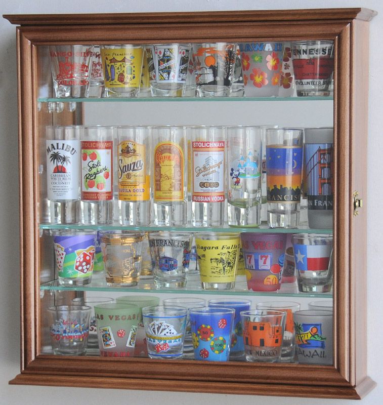 Shot Glass Shooter Display Case Cabinet Rack Holder Box  