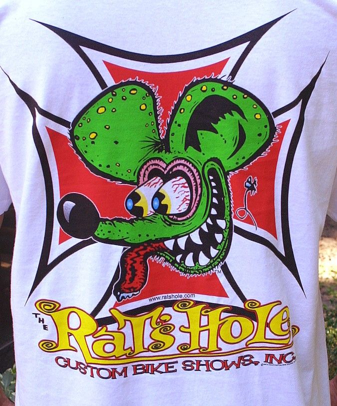 White Rats Hole Red Iron Cross Big Daddy Rat Logo  