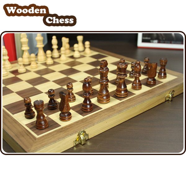 New Portable Wooden Chess Complete Set Board Game  