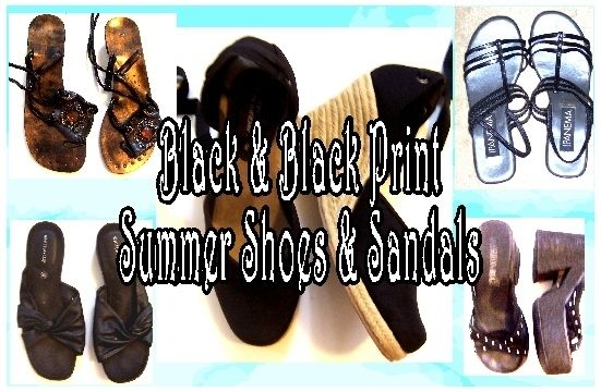 Black Heeled Shoes & Summer Sandals Sz 6 10  