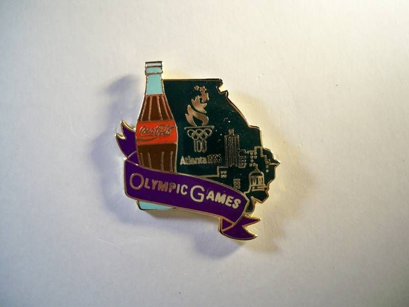 1996 ATLANTA OLYMPICS COCA COLA BOTTLE AND GEORGIA PIN  