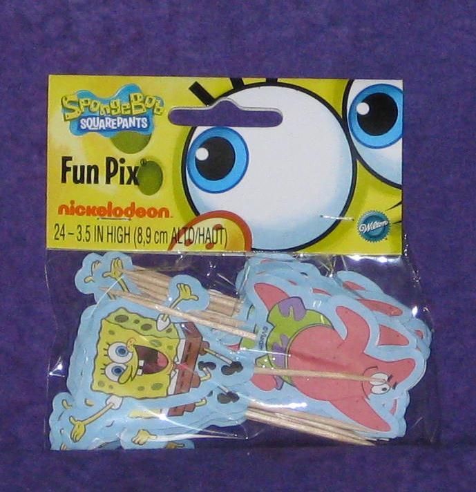 SPONGEBOB FUN PIX, CUPCAKE PICKS, WILTON 24 CT.  