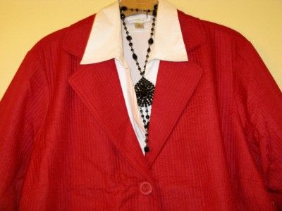   Womens red silk Cotton quilted jacket plus size 22W 24W 2X 3X  