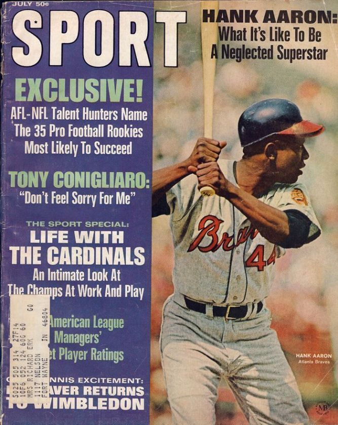 1968 Atlanta Braves Hank Aaron SPORT magazine  