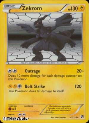 PKBW # 47 Zekrom PARALLEL (Reverse) FOIL Pokemon Card  