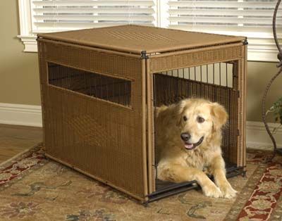 MR. HERZHERS PET CRATE RESIDENCE IN DARK BROWN WICKER  