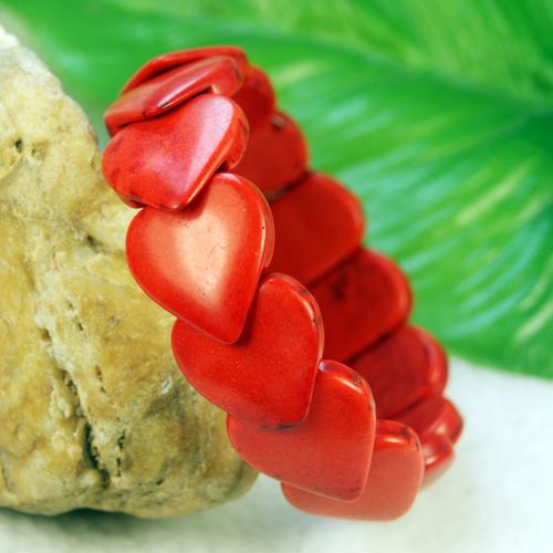 Unique Red Stone turquoise Beads Gem Wristband Bracelet  