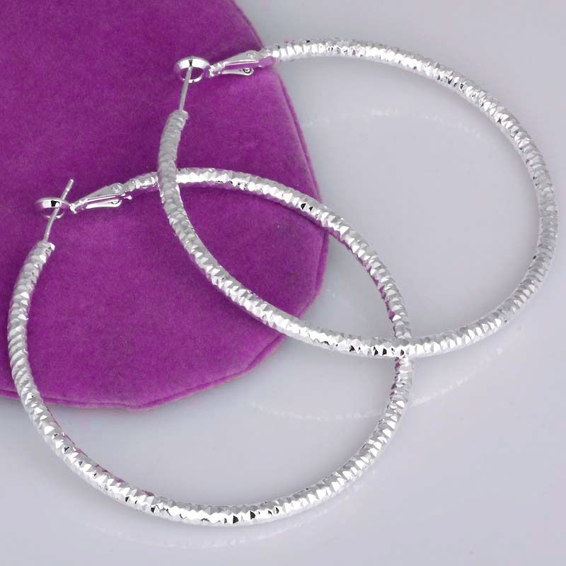 White Silver Large Round Circle Loop Hoop Earring Hot  