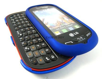 BLUE RUBBERIZED HARD SNAP ON CASE COVER LG EXTRAVERT VN271 PHONE 