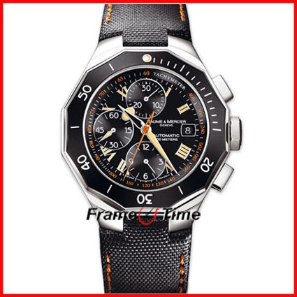 Baume & Mercier Riviera 8797 Automatic Orange Black Chronograph Watch 