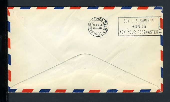   FLIGHT CLIPPER COVER MACAO TO SAN FRANCISCO APRIL 28, 1937 F.A.M.14