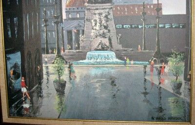   Hancock Signed Original Painting Monument Circle Indianapolis 23x17