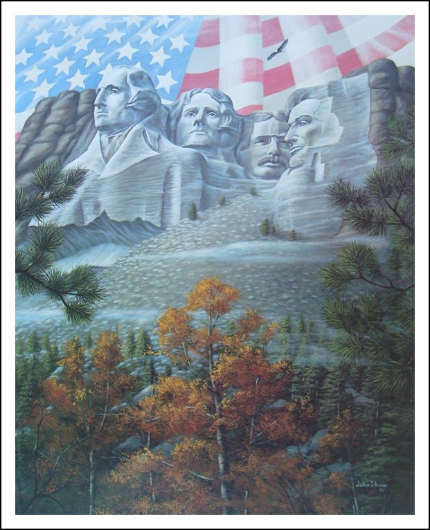 Flag Over Mt. Rushmore by John Shaw  