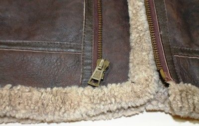 Mens Blue Duck Shearling Jacket Bomber Style Brown Leather Coat Size 