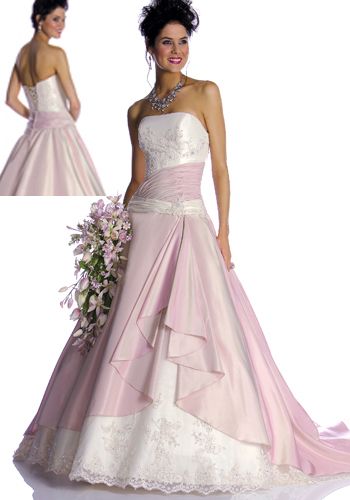 Hot Sale Pink Strapless Bride Gown Wedding Dress  